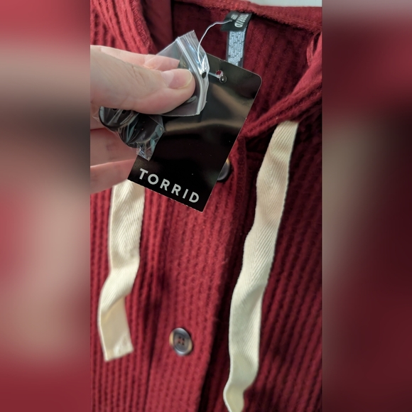 Super Soft Plush Waffle Hooded Button Front Lounge Cardigan NWT 12/L - Picture 5 of 10